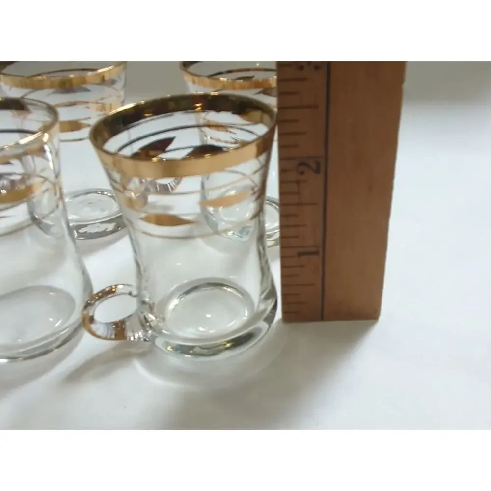 Vintage‎ MCM 6 Gold Trimmed Espresso/Coffee Glasses/Cups 2 1/2